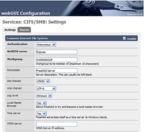 Enabling CIFS/SMB sharing