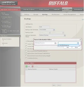 Buffalo Backup Folder selection
