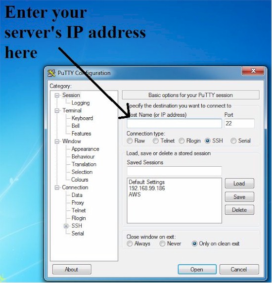 PuTTY connect
