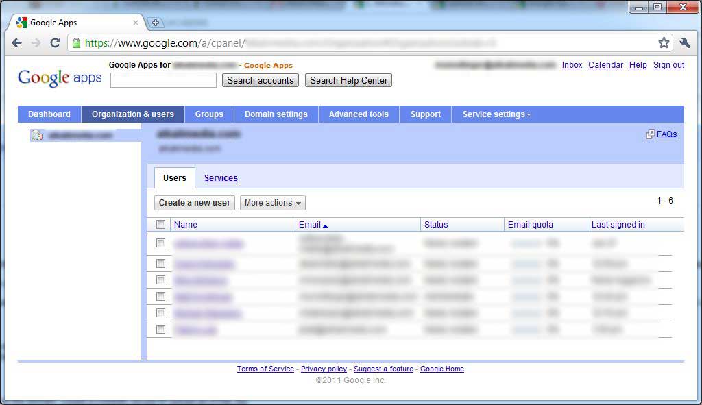 Organization and Users Control Panel