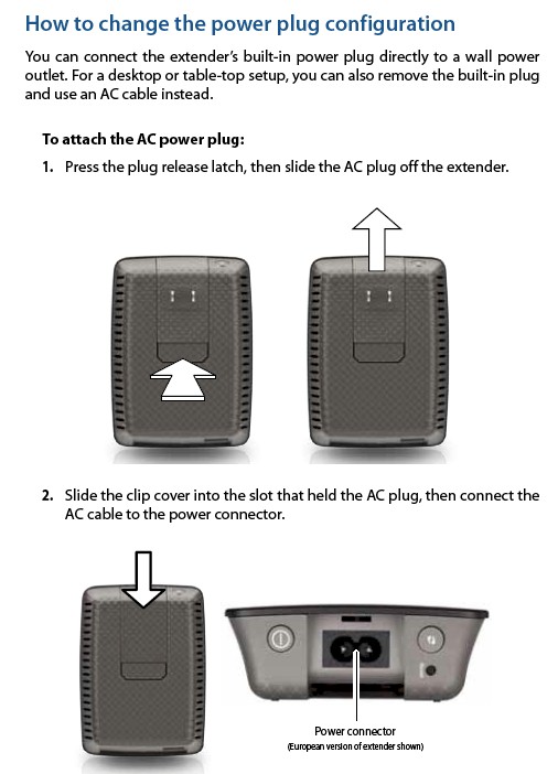 Changing the power connection