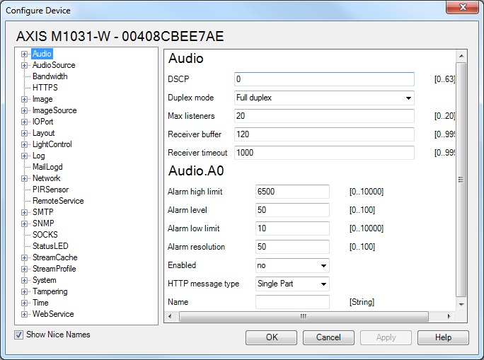 AXIS Camera Management Device Configuration